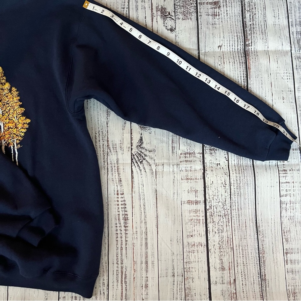 Vintage Aspen Colorado Maiden West Hanes HW Crewneck Sweater Navy Blue Size Lg - Picture 8 of 8